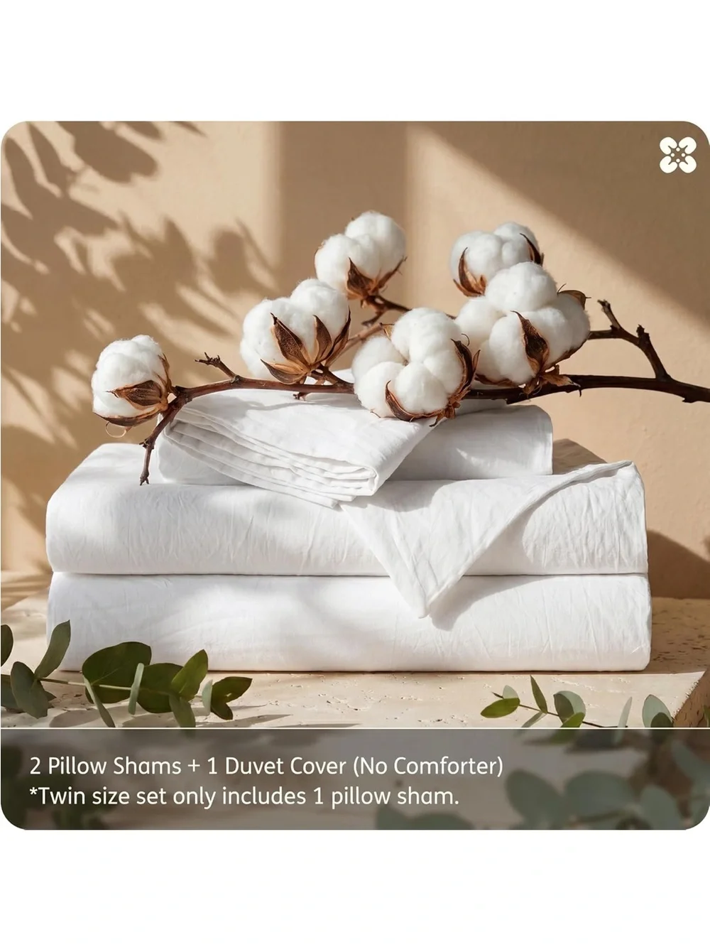 NEW 100% Washed Cotton Duvet Cover Oversized King. Natural White Minimalist.